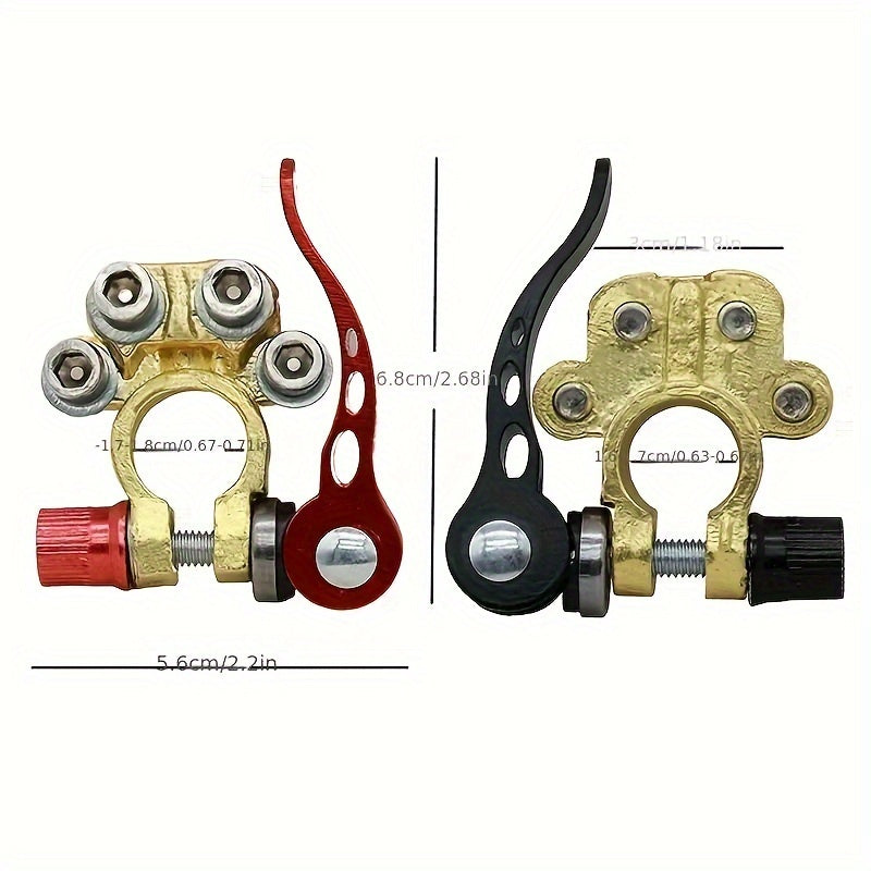 2 Pcs Heavy Duty Brass Battery Terminal Connectors 4-Way Quick Disconnect