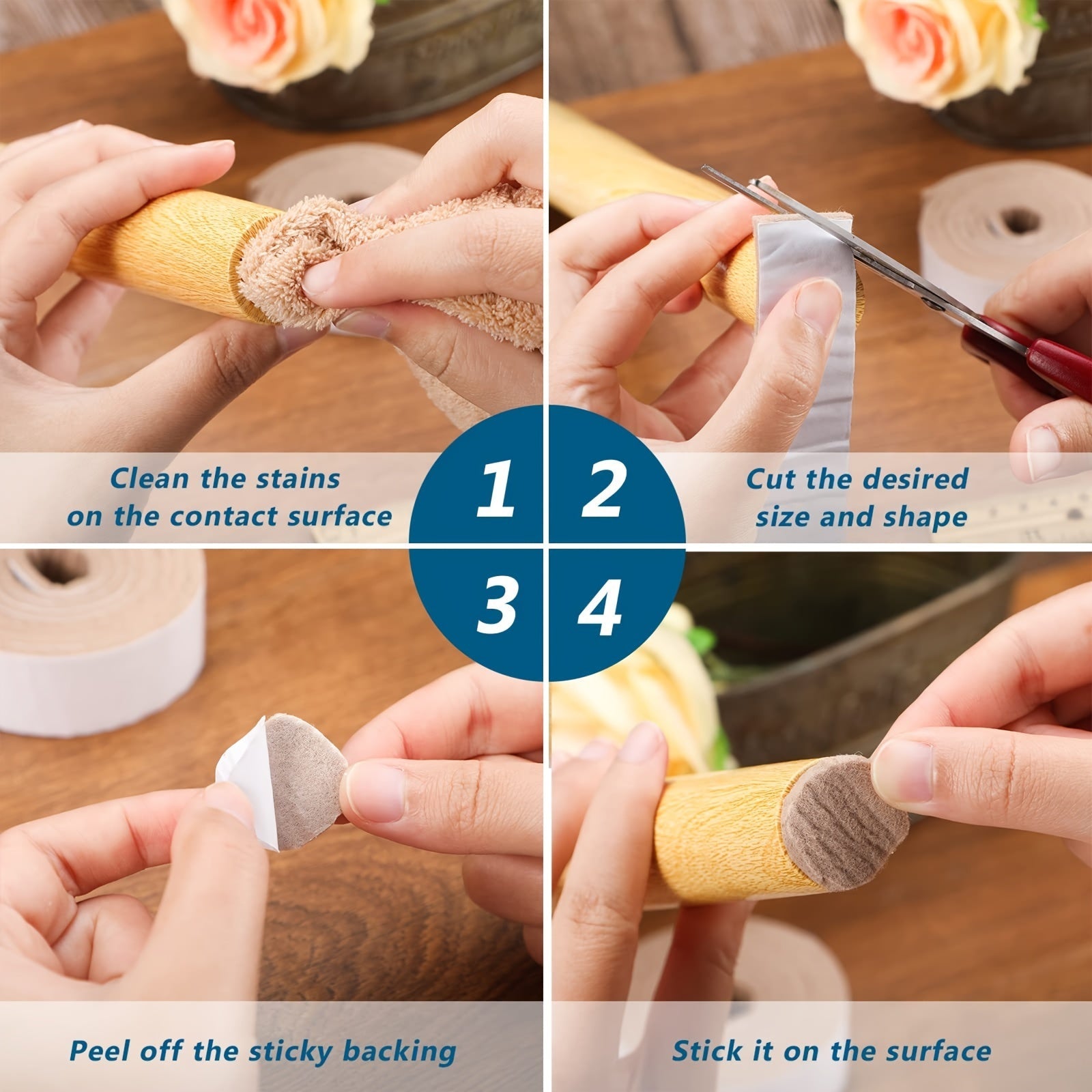 Bej O'z-o'zidan yopishadigan filьt lenta 2 ta rulon, sirg'almas, mebel, polni himoya qilish