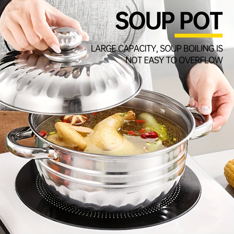 Stainless Steel Kitchen Pot Set 4 Pieces Flower Pot Design Soup Pot for Home Use