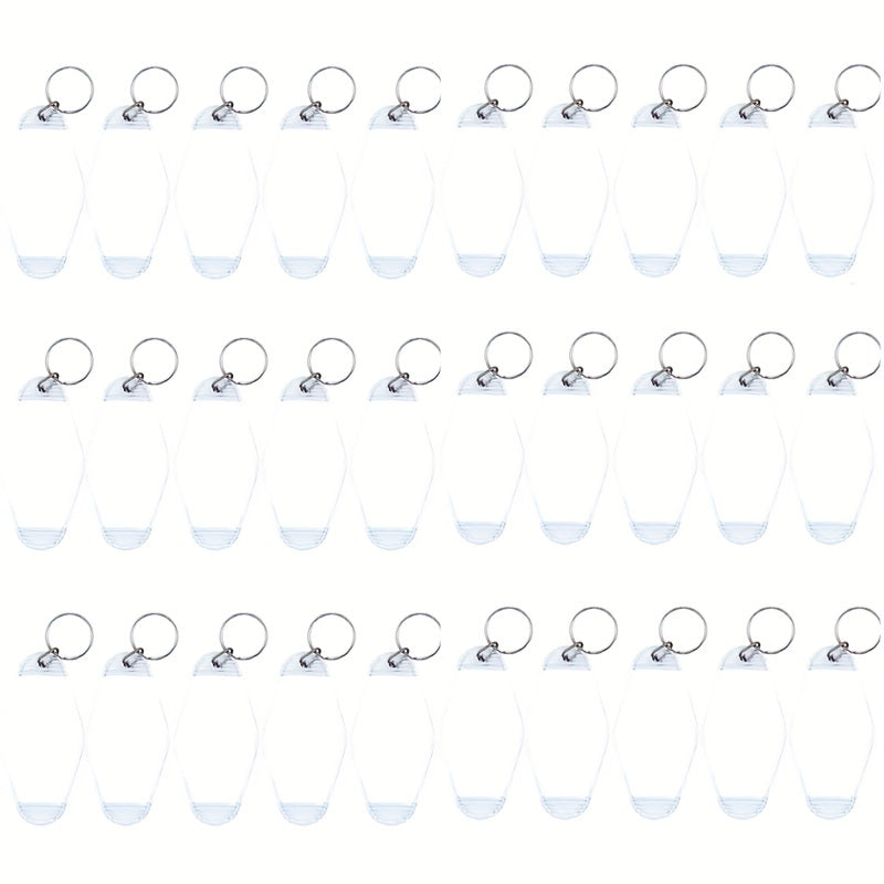 Pack of 30 Plastic Keychain Blanks for DIY Projects Heat Transfer Compatible