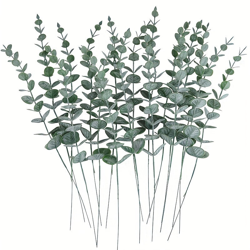 10 Pieces Artificial Eucalyptus Leaves for Home Garden Decor Silvery Greenery for Wedding Centerpieces