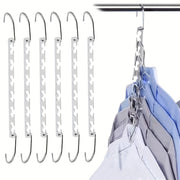6-Hole Metal Clothes Hanger Durable Space-Saving Wardrobe Organizer