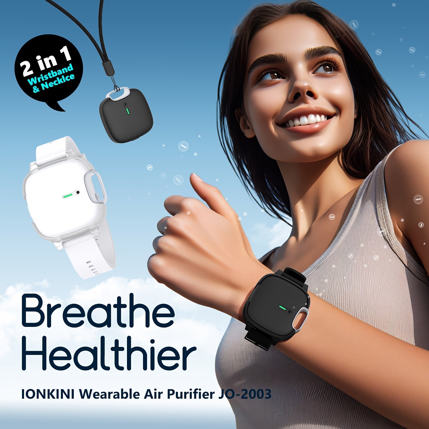 Unisex Wearable Air Purifier Wristband and Necklace Portable Personal Air Filter