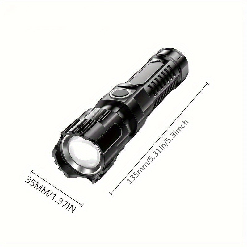 Rechargeable Handheld Flashlight with Wide Zoom Beam for Outdoor Exploration Work Lighting