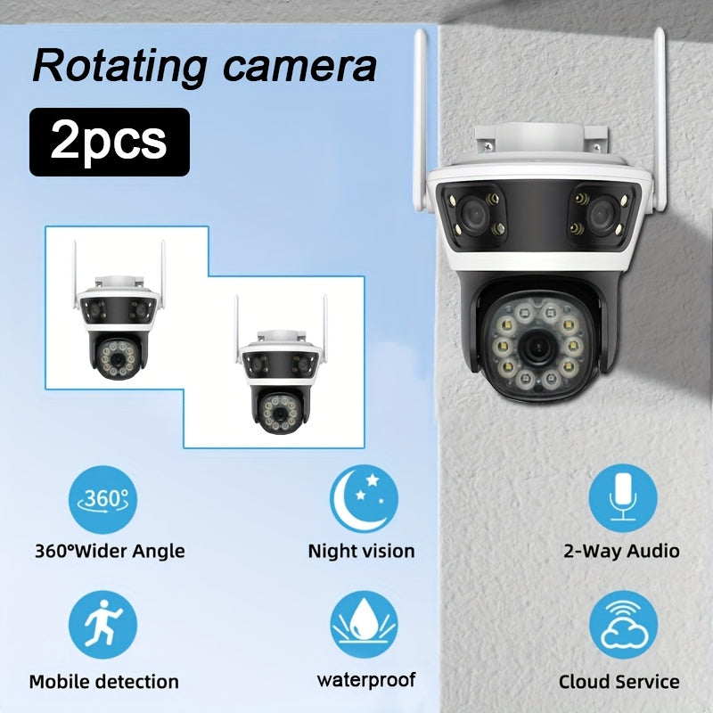 1080P HD Вращающаяся система видеонаблюдения с ночным видением, двусторонним звуком и обнаружением движения