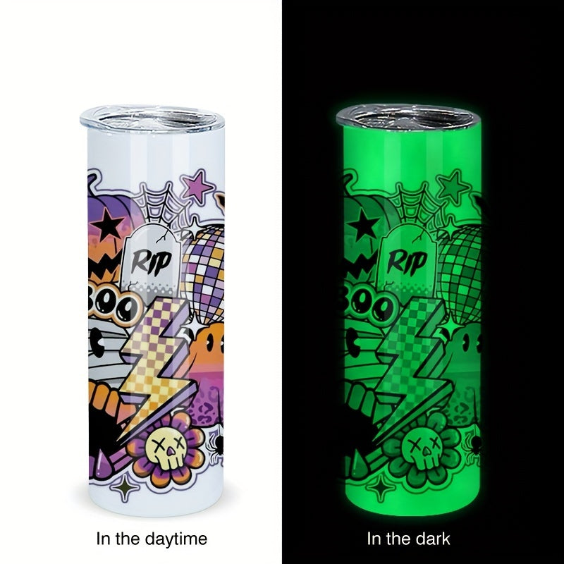 Set of 4 Stainless Steel Sublimation Tumblers 20 oz Glow in Dark Cups Lids Straws