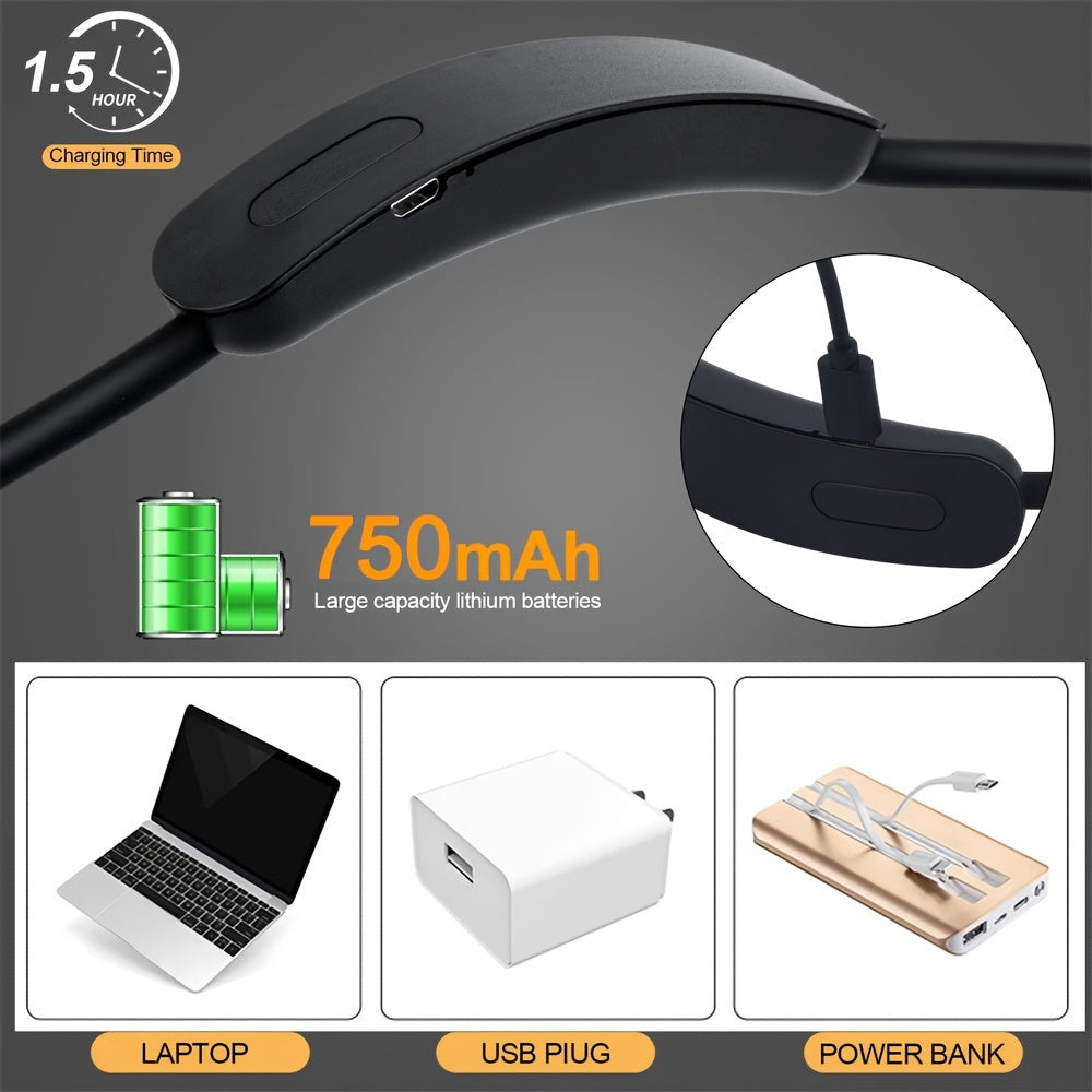 Luz de lectura flexible LED para cuello con 3 modos de color, recargable por USB, ajuste de brillo para cama, camping y actividades al aire libre