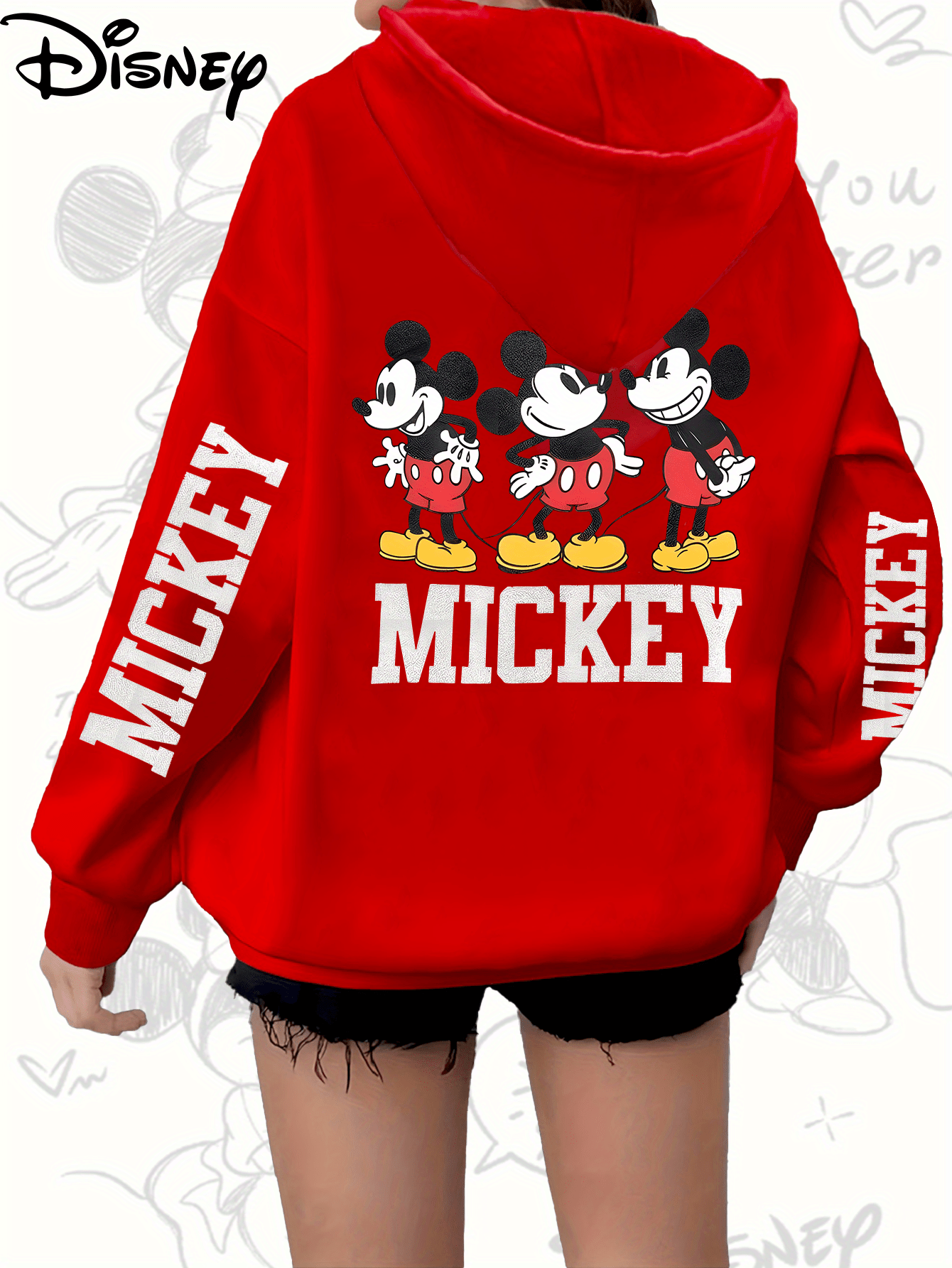 Girls Graphic Hoodie Red Casual Zipper Sweatshirt with Ruffled Hem