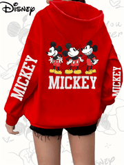 Girls Graphic Hoodie Red Casual Zipper Sweatshirt with Ruffled Hem