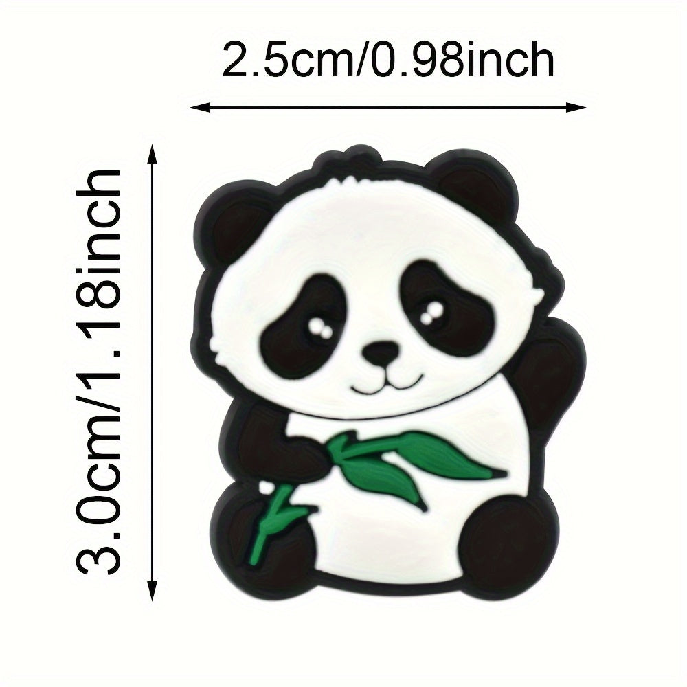 Unisex PVC Panda Shoe Charms Set, Black Eye Animal Shoe Accessories