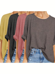 Plus Size Women's Loose Fit T-Shirts Short Sleeve Lightweight Breathable Casual