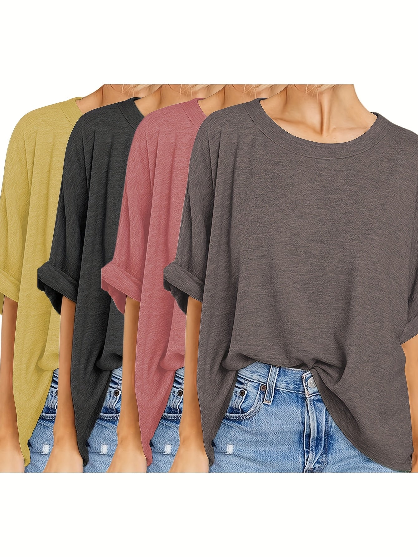 Plus Size Women's Loose Fit T-Shirts Short Sleeve Lightweight Breathable Casual