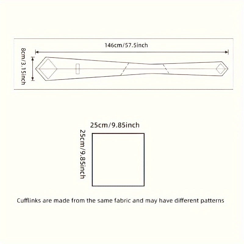 Men's Classic Striped Necktie Set with Handkerchief and Cufflinks for Business Parties