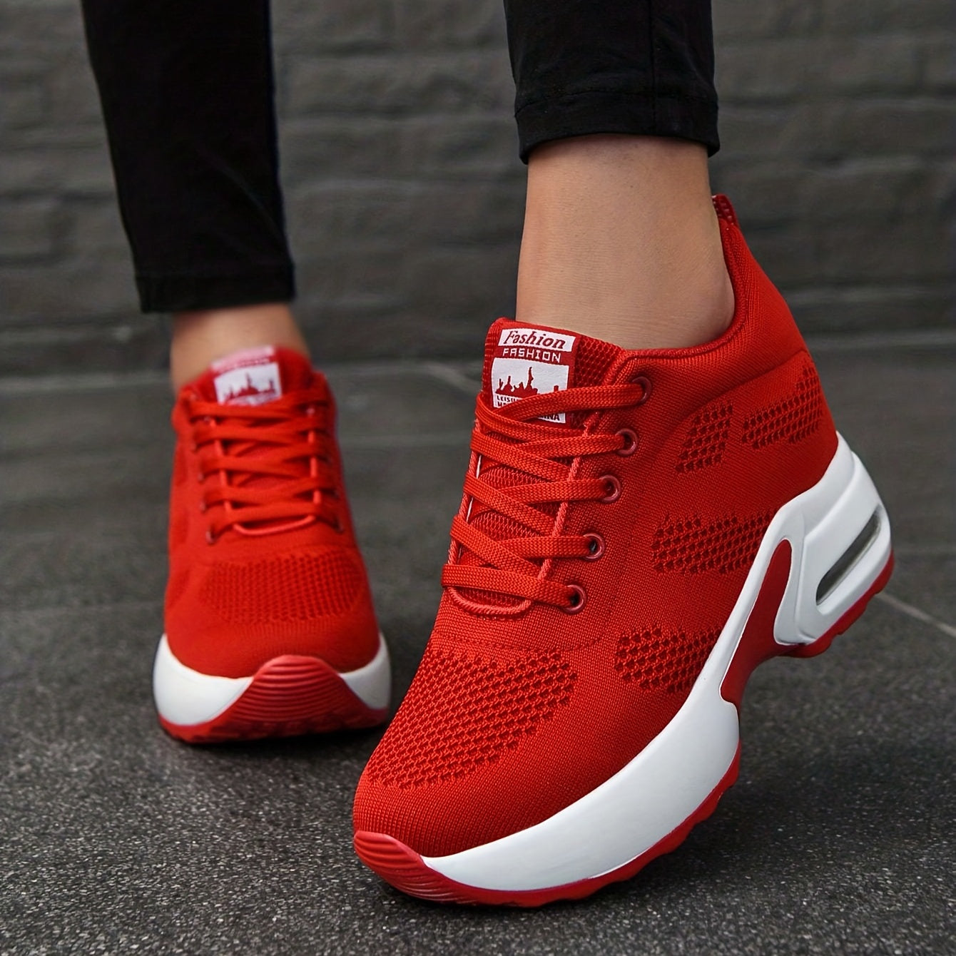 Women's Mesh Platform Sneakers Casual Lace-Up Outdoor Shoes Air Cushion