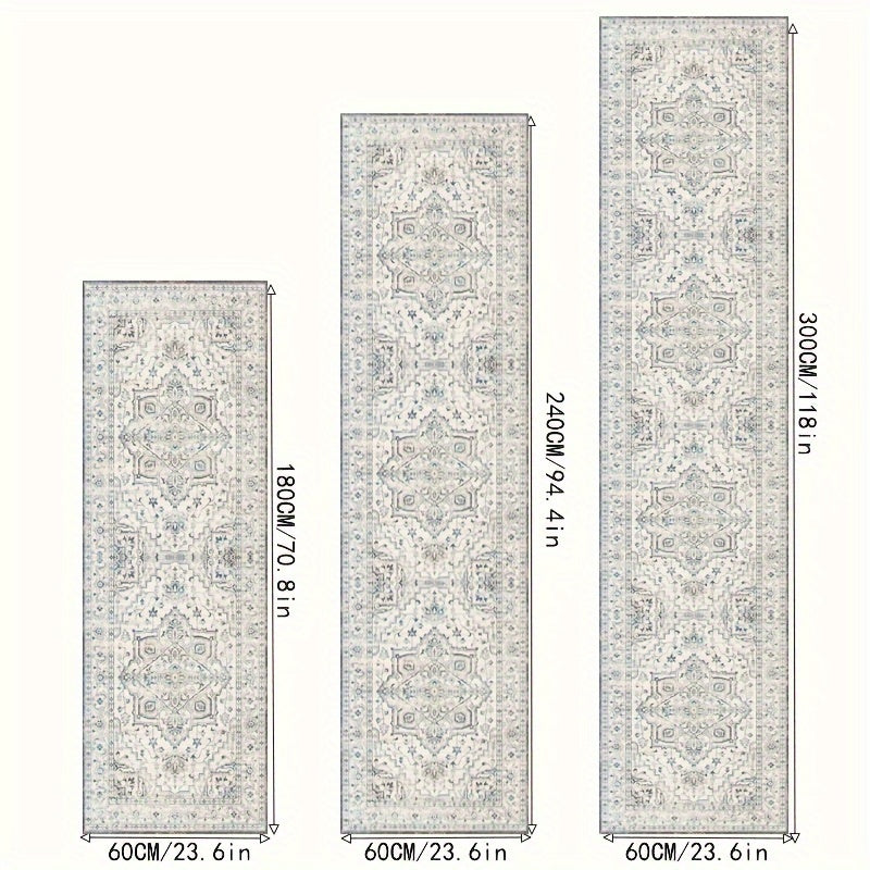 Vintage Bohemian Runner Rug 2x6, 2x8, 2x10ft Non-Slip Polyester