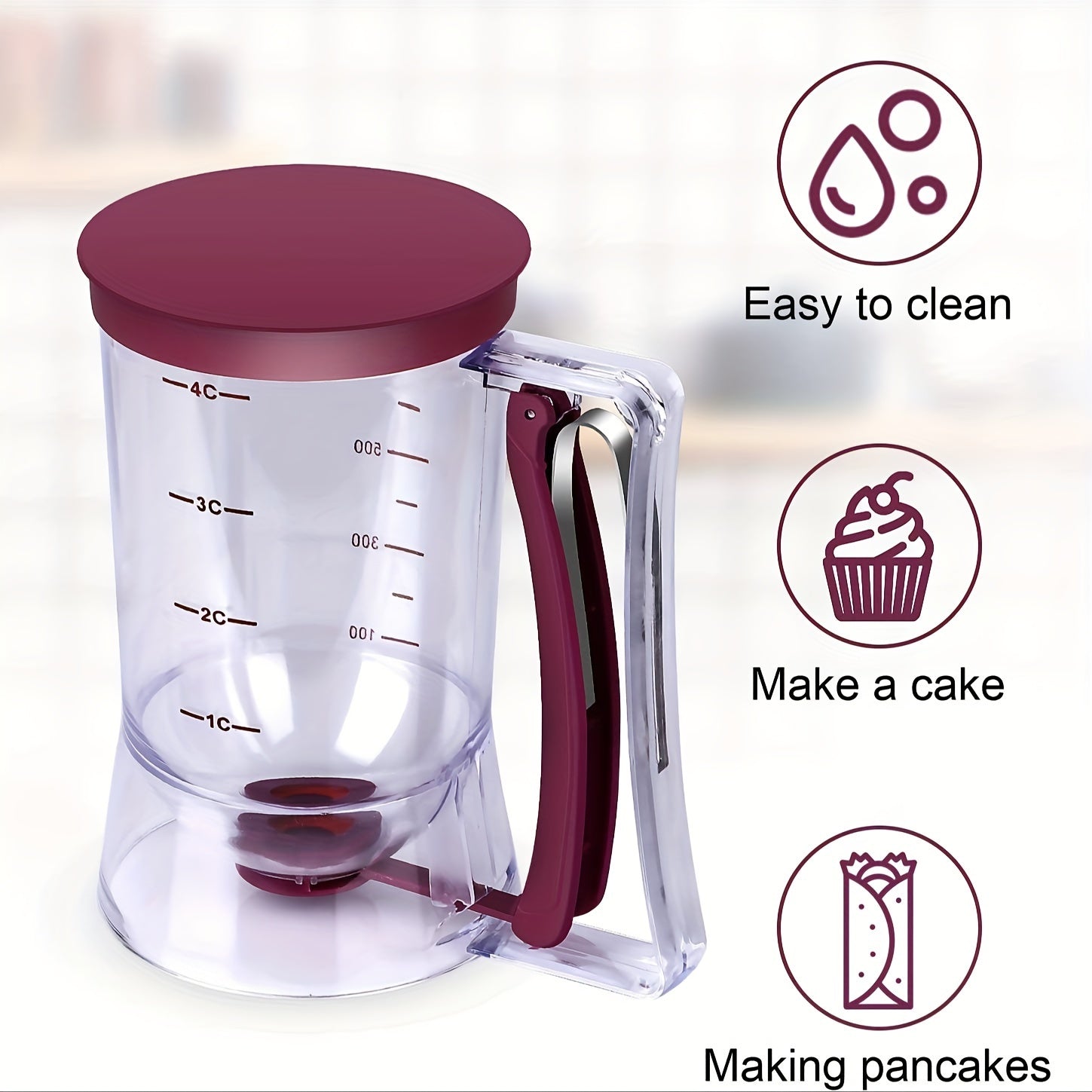 Kek tayyorlash uchun xamirni quydiruvchi 1.5L, yopishmaydigan, oson quydirish, oziq-ovqat uchun xavfsiz plastmassa