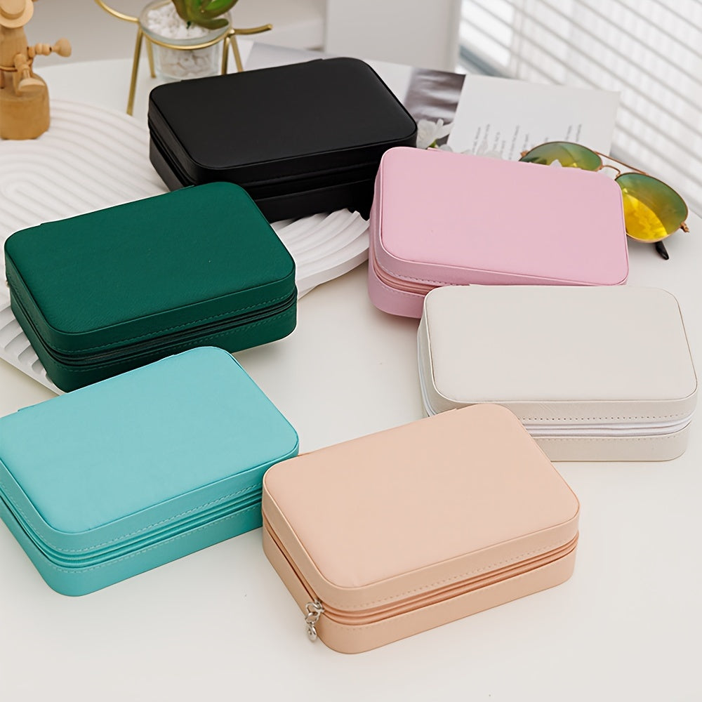 Kalit bilan qulflanadigan sun'iy charmli zargarlik qutisi, qulay saqlash joyi uchun marjon, uzuk va taqinchoqlar