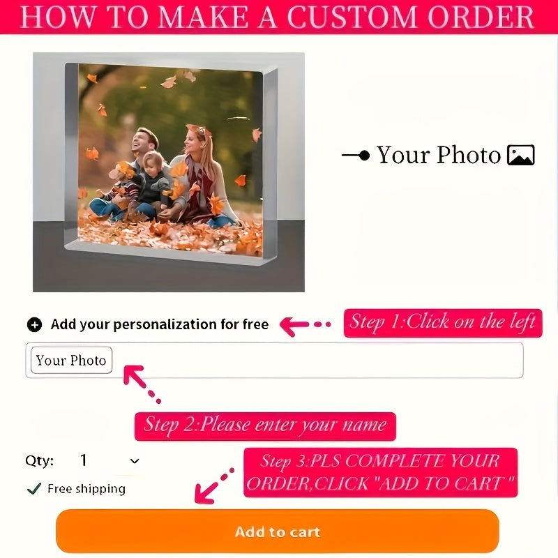 Acrylic Photo Holder 3D Desktop Decoration for Home Office Valentine's Day Gift