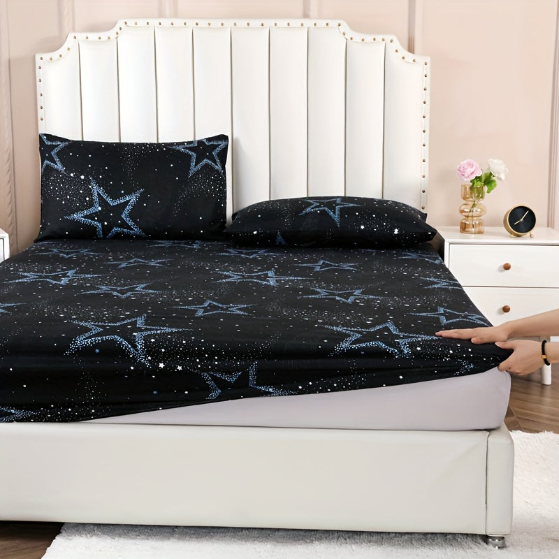 Starry Sky Bedding Set Polyester Twill Fitted Sheet and Pillowcases 30-34cm