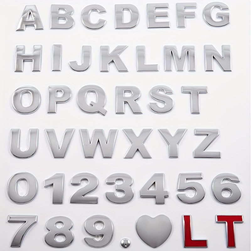 Moslashtiriladigan Kumush 3D Metall Avtomobil Emblemasi Katta Harf Raqami Zink Alloy Tashqi