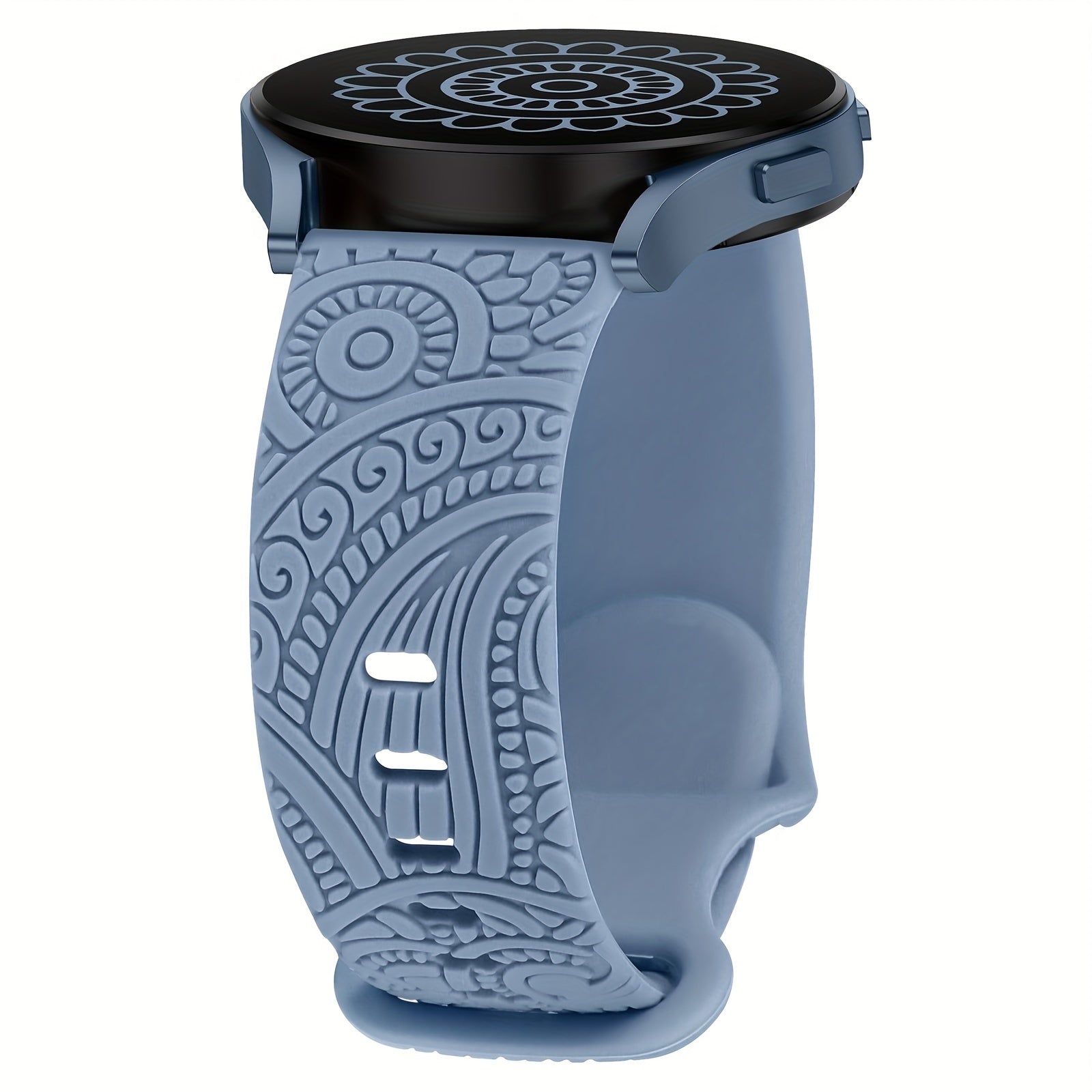 Women's 20mm Silicone Floral Engraved Smartwatch Band Compatible with Samsung Galaxy Watch Models