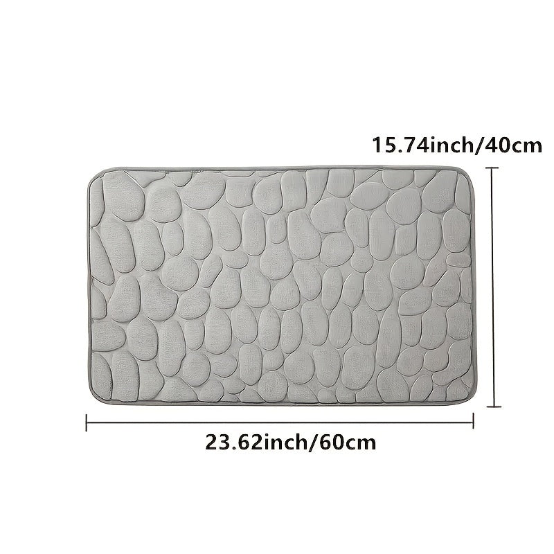 Alfombra de baño de espuma viscoelástica con relieve, antideslizante y lavable para baño, cocina y lavandería