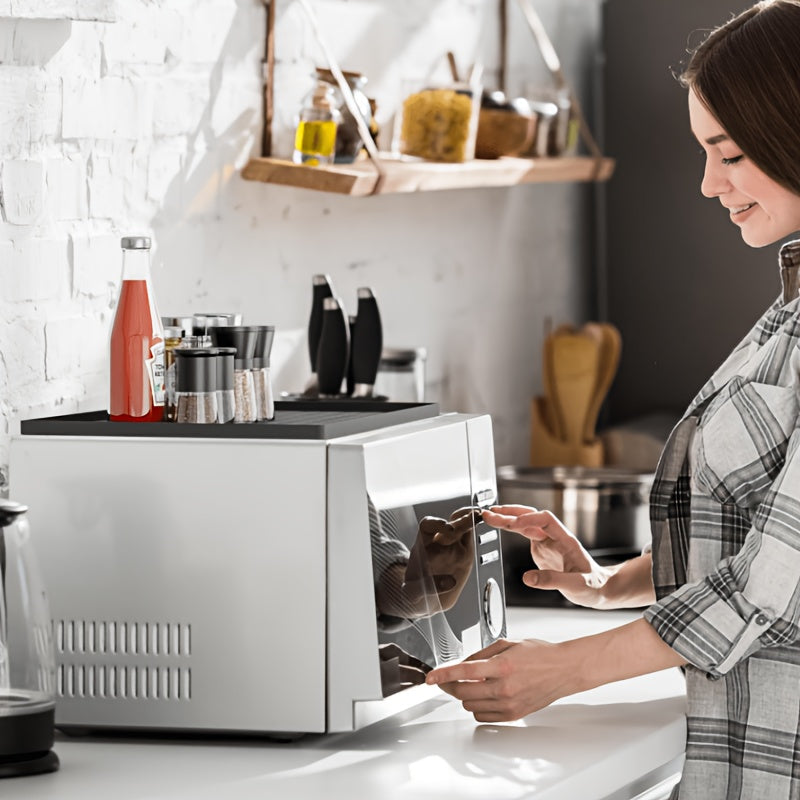 Mikroto'lqinli pechingizni ushbu silikon ustki himoyachisi bilan himoya qiling. U sirpanmaydi va chizishlar va changlardan saqlaydi. Ushbu 43.18 sm x 11.5" qopqoq bilan oshxonangizni tartibda saqlang.