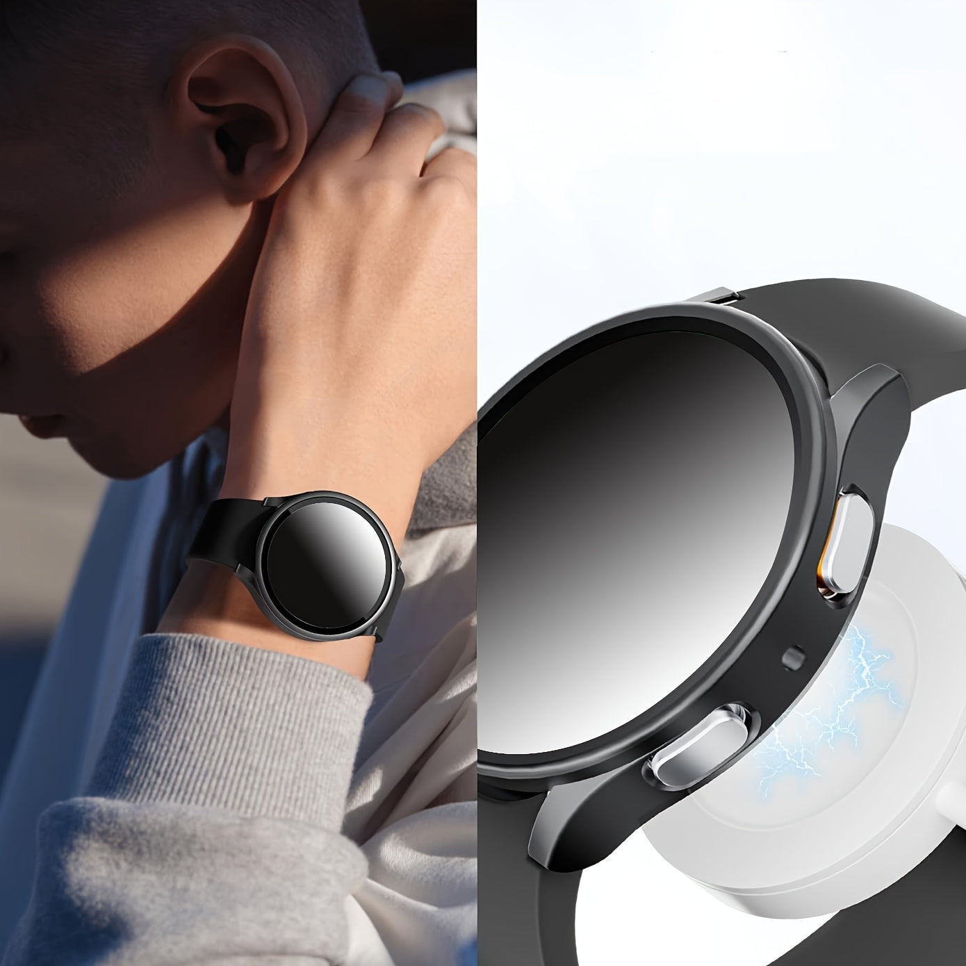 Waterproof Silicone Watch Band and Case Protector for Samsung Galaxy Watch 7/6/5/4 40mm 44mm Butterfly Design