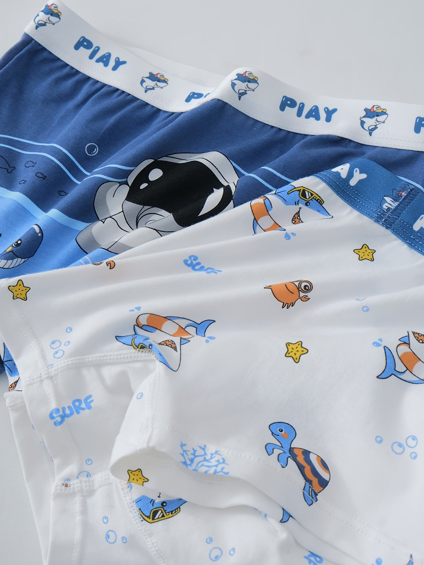 Boys' 4-Pack Underwater World Cartoon Boxer Briefs Soft Breathable Cotton Fit for Over 3 Years