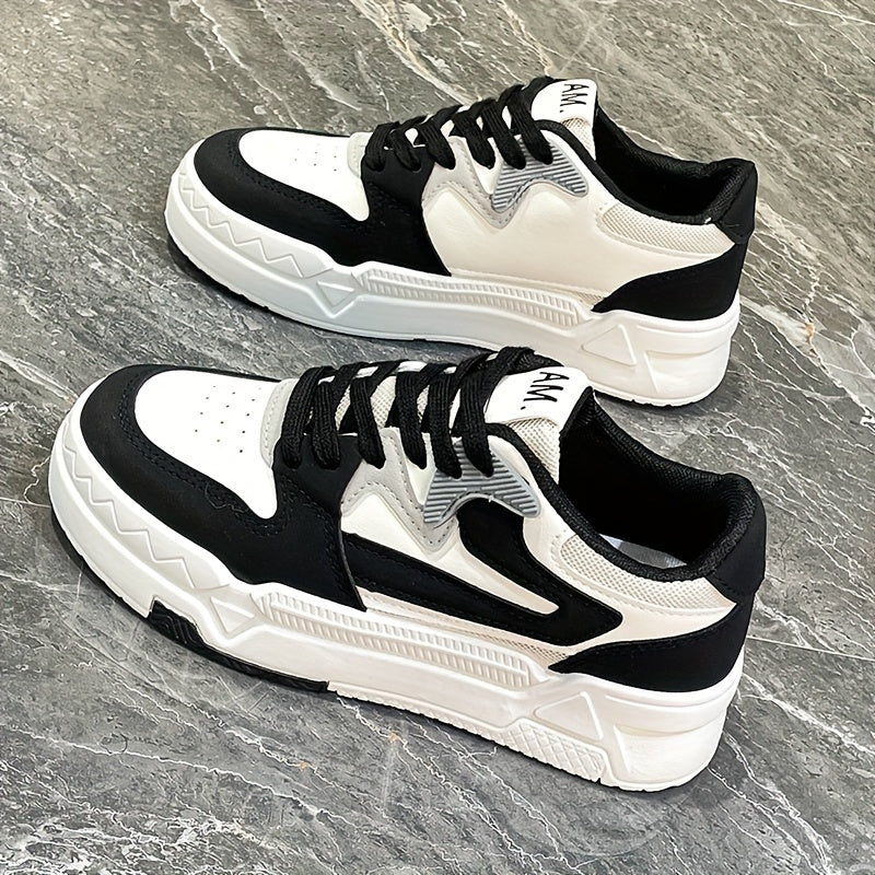 Women's Colorblock Casual Sneakers Lace-Up Platform Skate Shoes