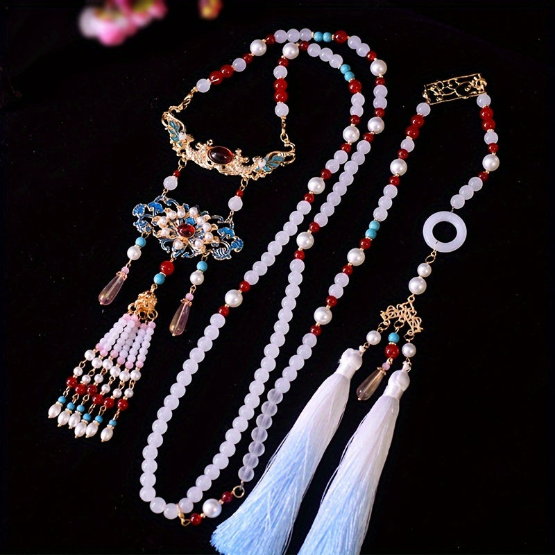 Yangi, nafis marvarid bilaguzuk, tassel va pendant bilan, an'anaviy Xitoy uslubida ishlab chiqilgan. Bayram tadbirlari va har kuni kiyish uchun mukammal.