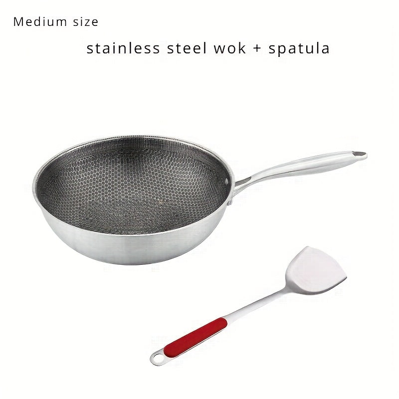 Stainless Steel Honeycomb Wok Non-Stick Coating for Home and Restaurant Cooking