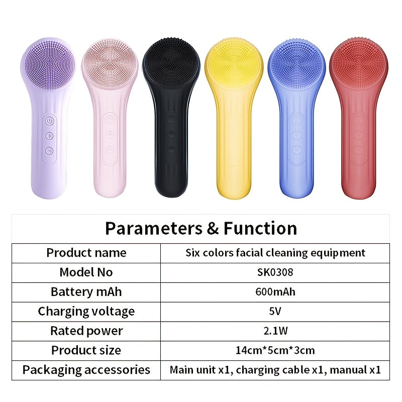 Vibratsiya va isitish funksiyalari bilan jihozlangan portativ silikon yuz tozalash cho'tkasi, sovg'a qutisi bilan birga. Chuqur tozalash va zamonaviy yuz parvarishi uchun ideal.