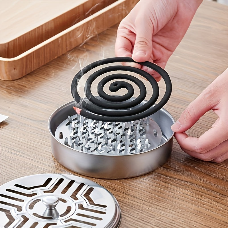 Stainless Steel Mosquito Coil Burner Portable Windproof Indoor Outdoor