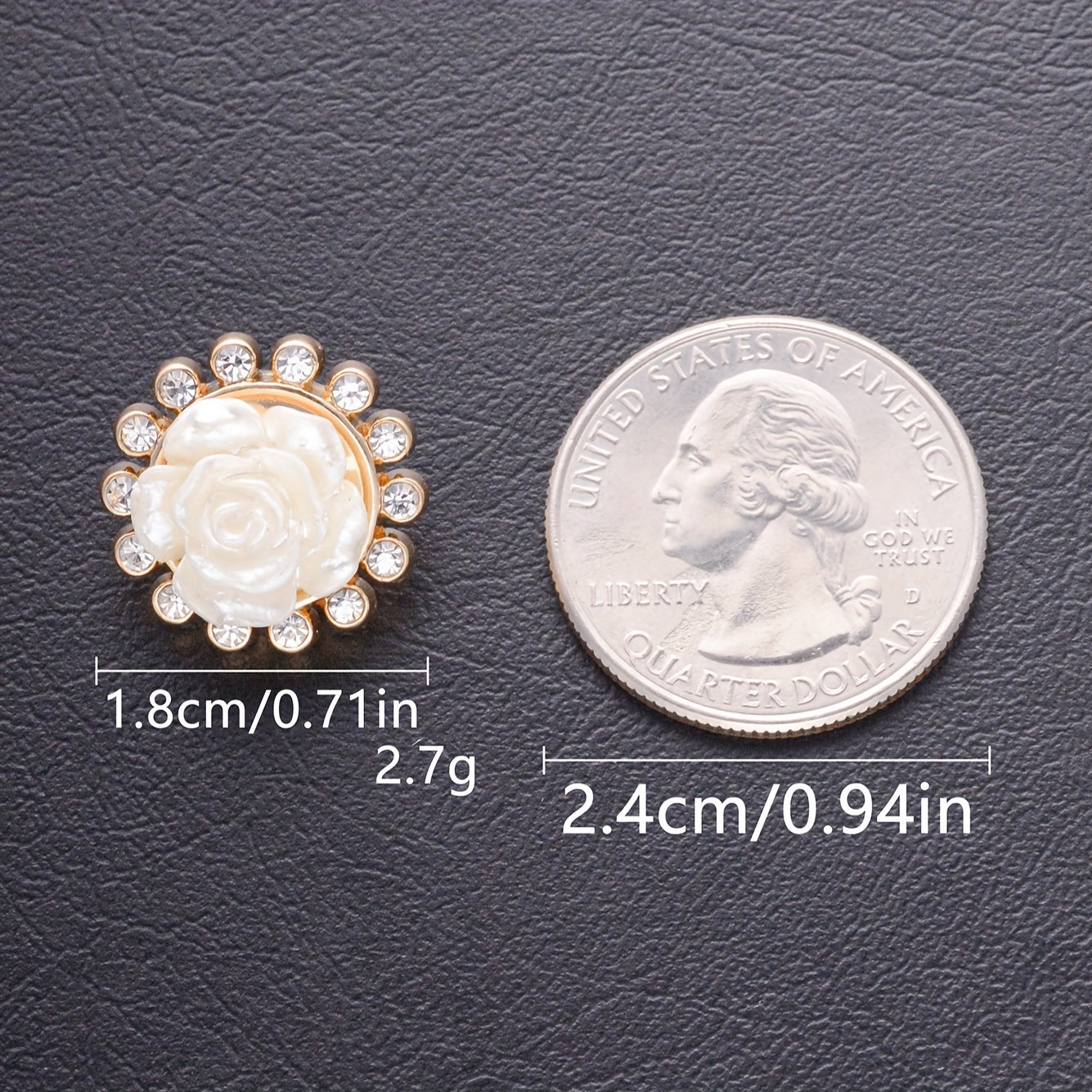 Five-Pack Round Flower Buttons with Rhinestones Alloy Decorative Pins for Clothing and DIY Accessories