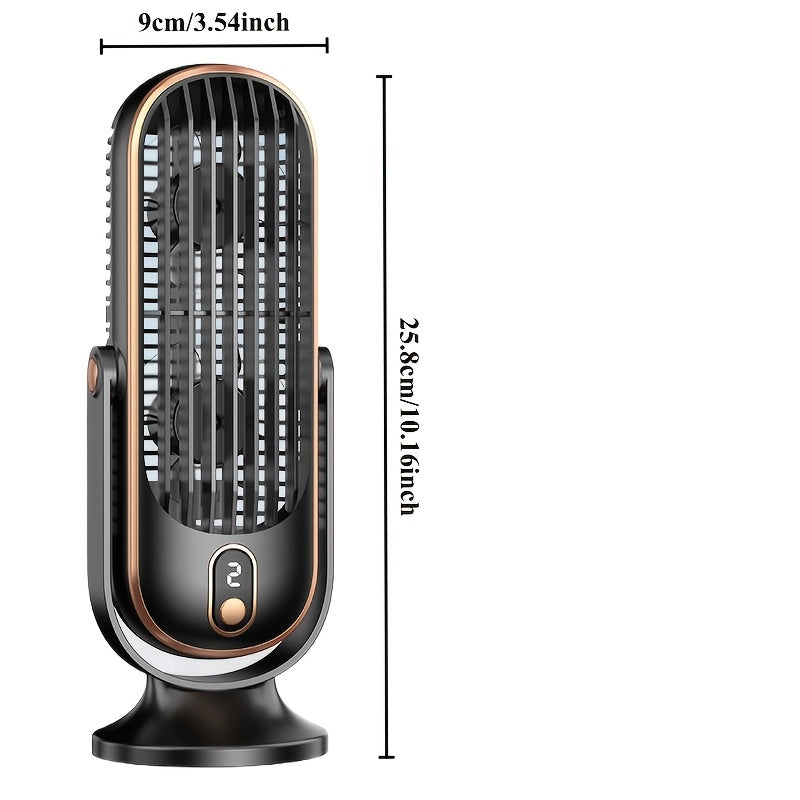 Портативный тихий вентилятор JKUOO с LED-дисплеем - высокоскоростной беспроводной перезаряжаемый вентилятор USB для офисных столов, колясок, школы и кемпинга на открытом воздухе. Черный с белыми акцентами, кемпинговый вентилятор