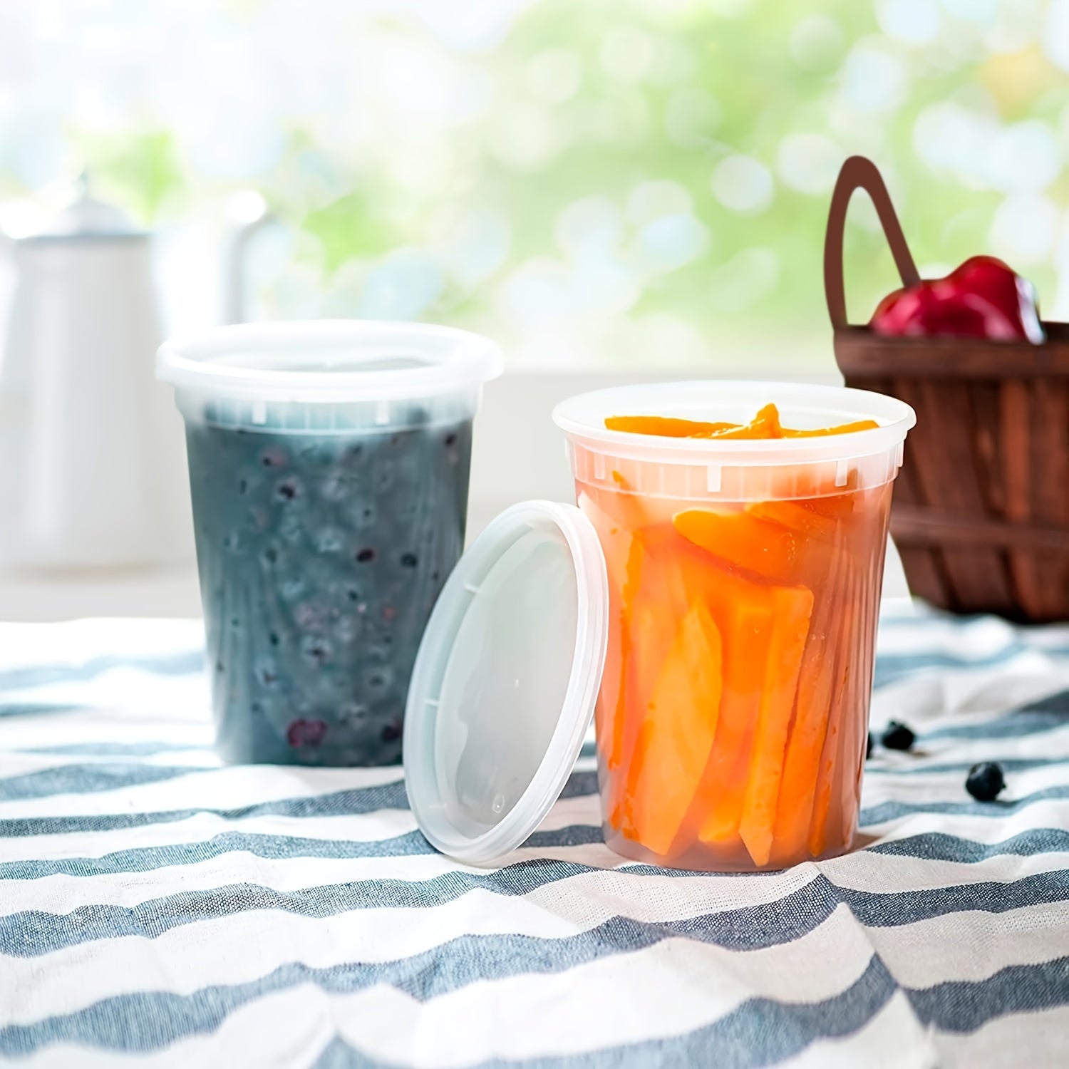 10 Sets 32 Oz Plastic Food Containers with Lids for Freezing and Storage