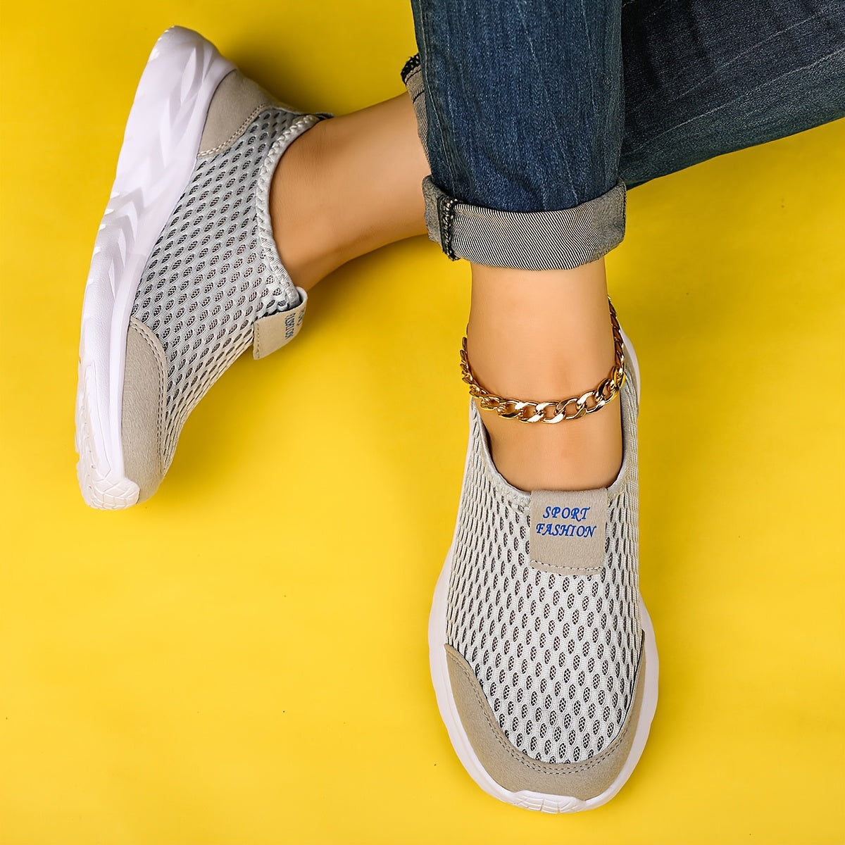 Мужские легкие кроссовки без шнурков с дышащим верхом из сетки, противоскользящая подошва MD для повседневных прогулок на свежем воздухе