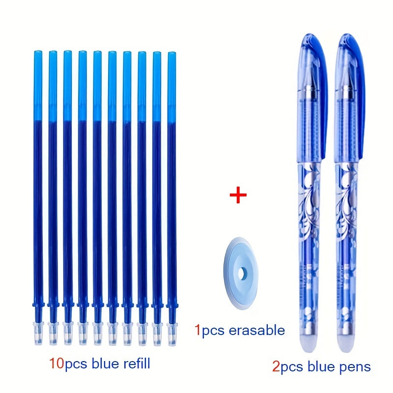Набор из 13 стираемых гелевых ручек с черной и синей пастой, 0,5 мм тонкий наконечник, офис, школа