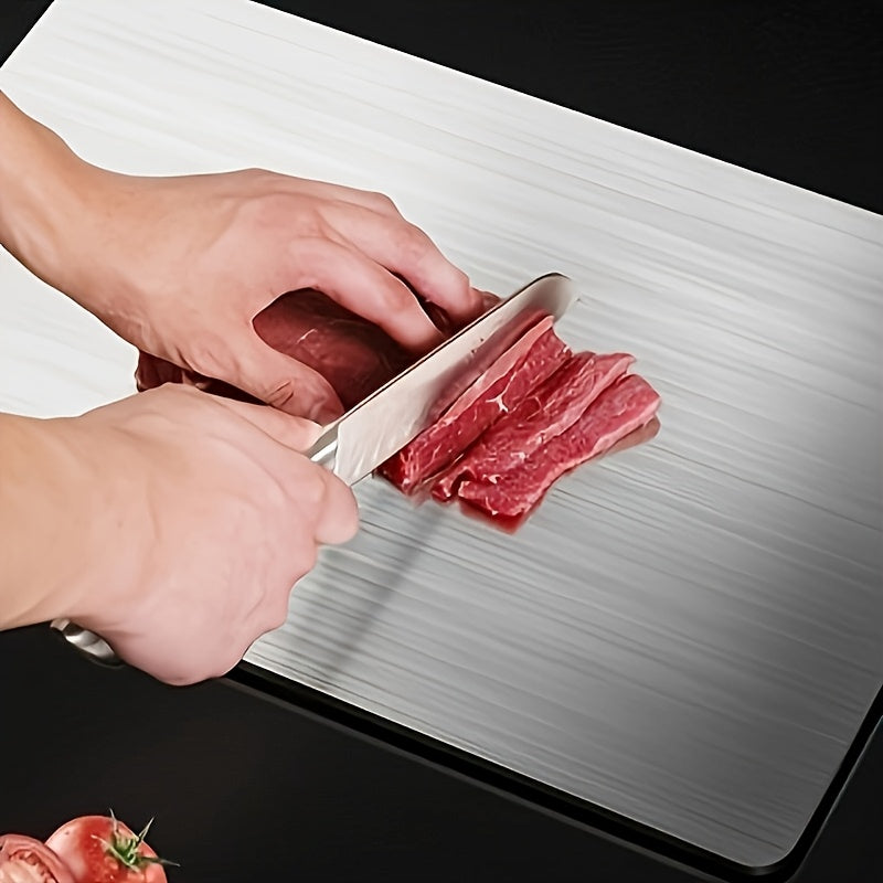 Square Stainless Steel Cutting Board Double-Sided Extra Thick for Kitchen Use