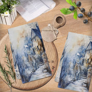 Juego de 2 toallas de cocina ultra suaves escena invernal pintura acrílica 40x60 cm