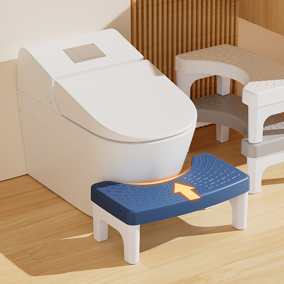Portable Plastic Toilet Folding Foot Stool with Anti-Slip Mat