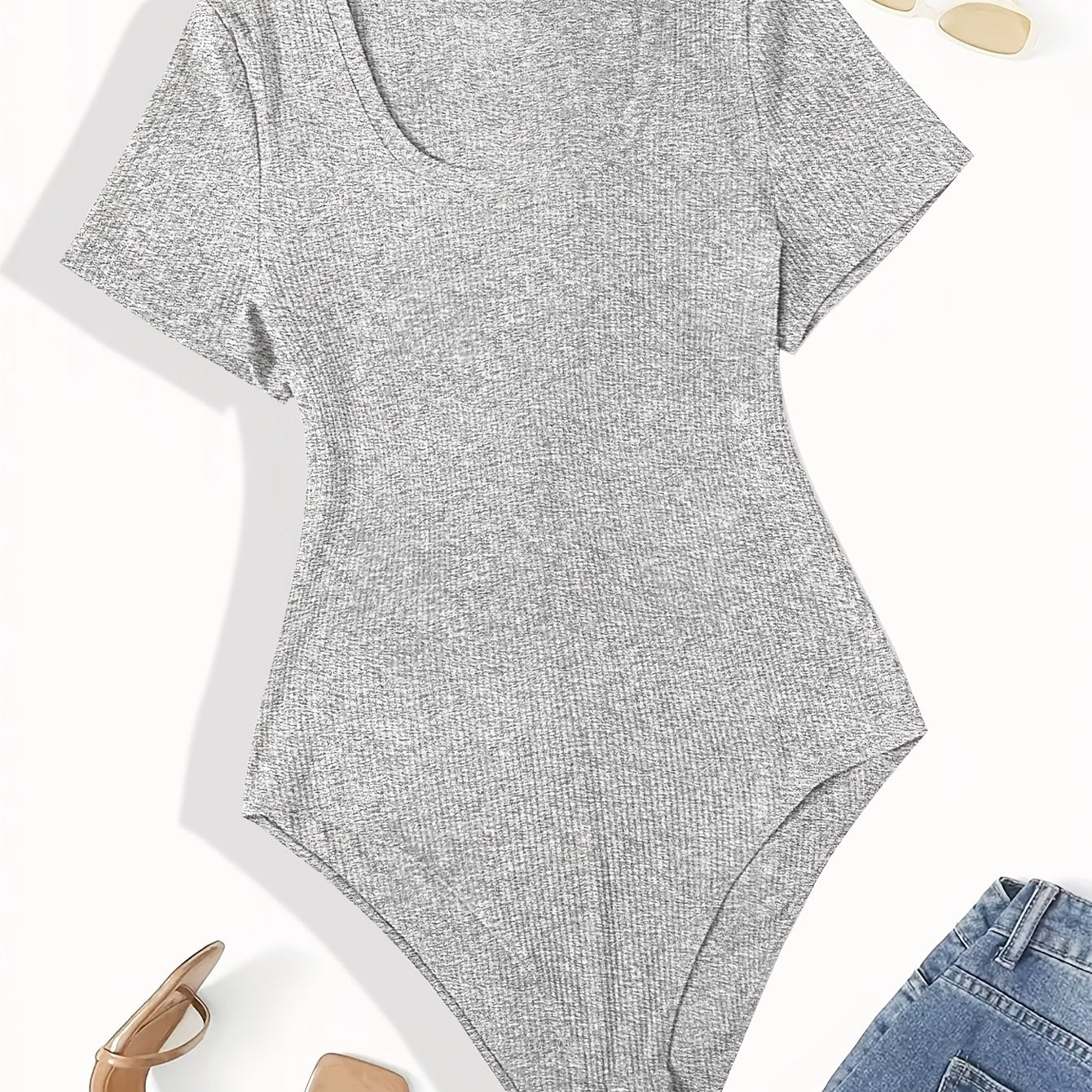 Mono casual de algodón elástico para mujer de tallas grandes de manga corta para todas las estaciones