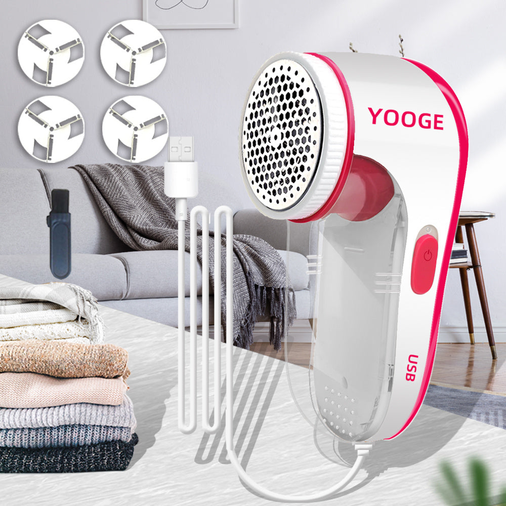 USB-Powered Fabric Shaver with 4 Blades for Clothes Bedding Furniture Carpet Sofa