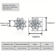 Sterling Silver Moissanite Flower Earrings Hypoallergenic Gift Box