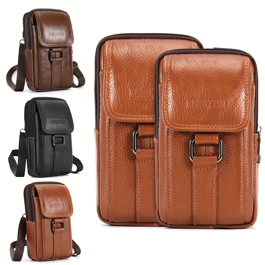 Men's Waist Bag Leather Fanny Pack for Walking Cycling Gym Workouts