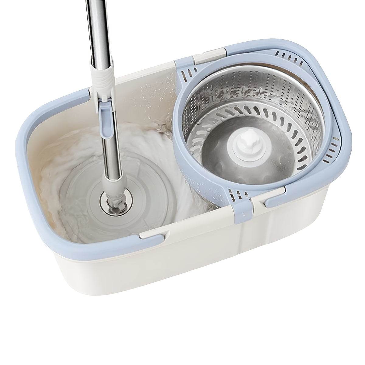 Conjunto de fregona y cubo giratorio de 360° con sistema de drenaje rápido para cocina, baño y sala de estar