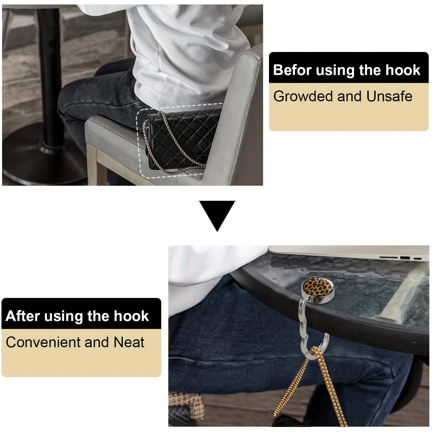 Leopard Print Foldable Purse Hanger Handbag Hook for Travel and Gifts