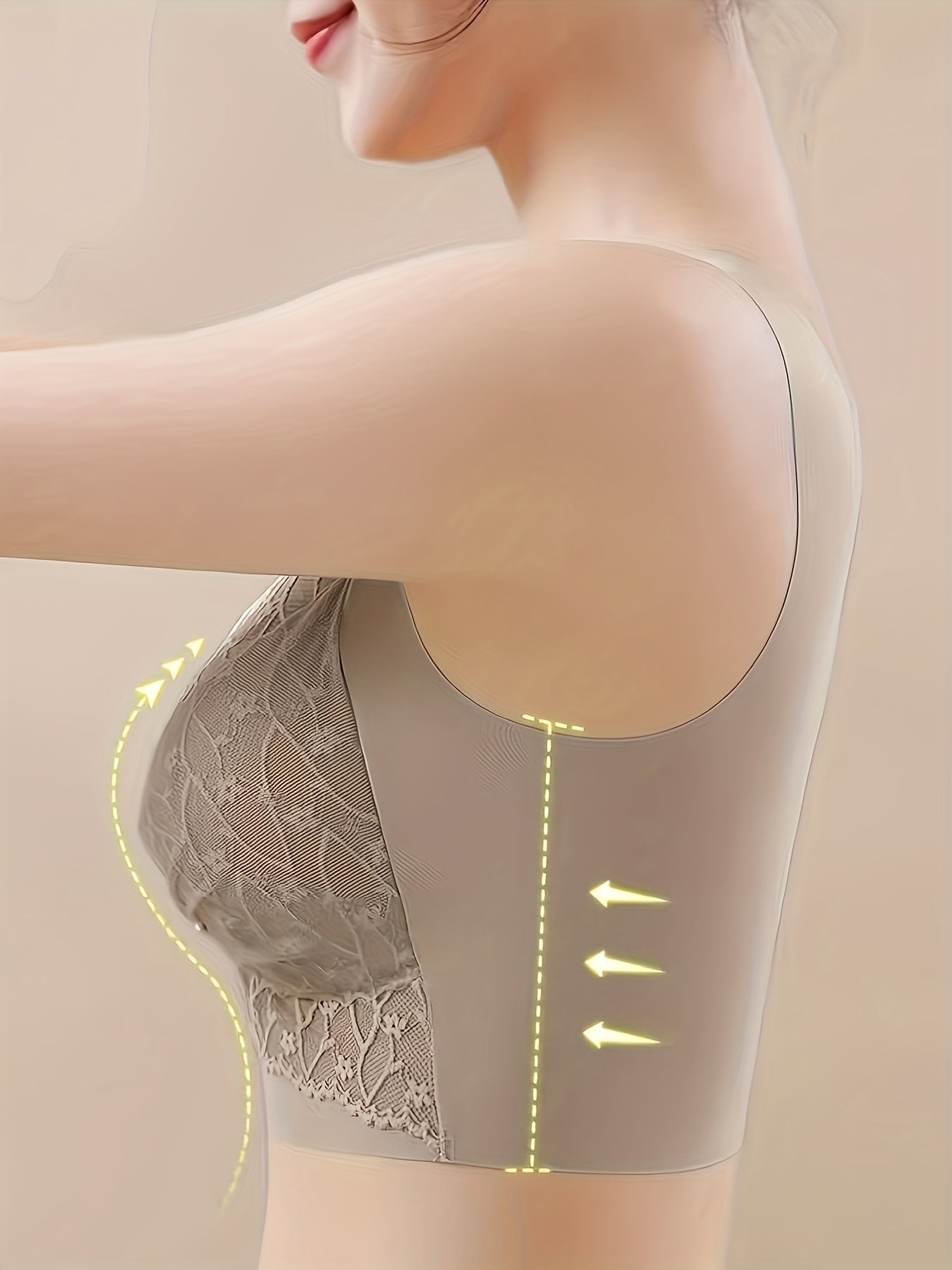 Plus Size Wireless Lace Push-Up Bra with Non-Removable Pads for Support and Comfort