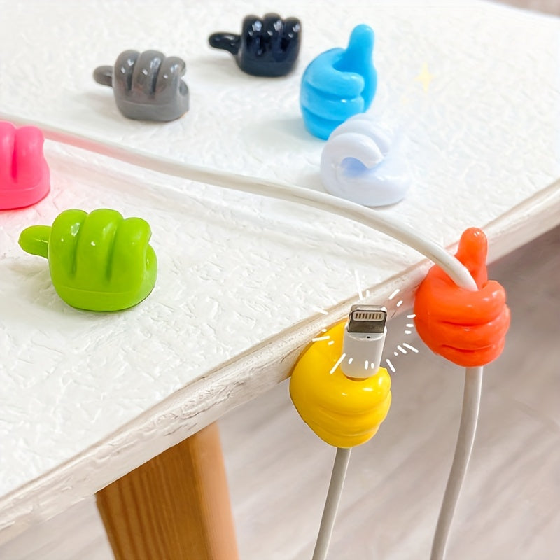 10 Hand-Shaped Rubber Cable Organizer Hooks Set in Random Colors